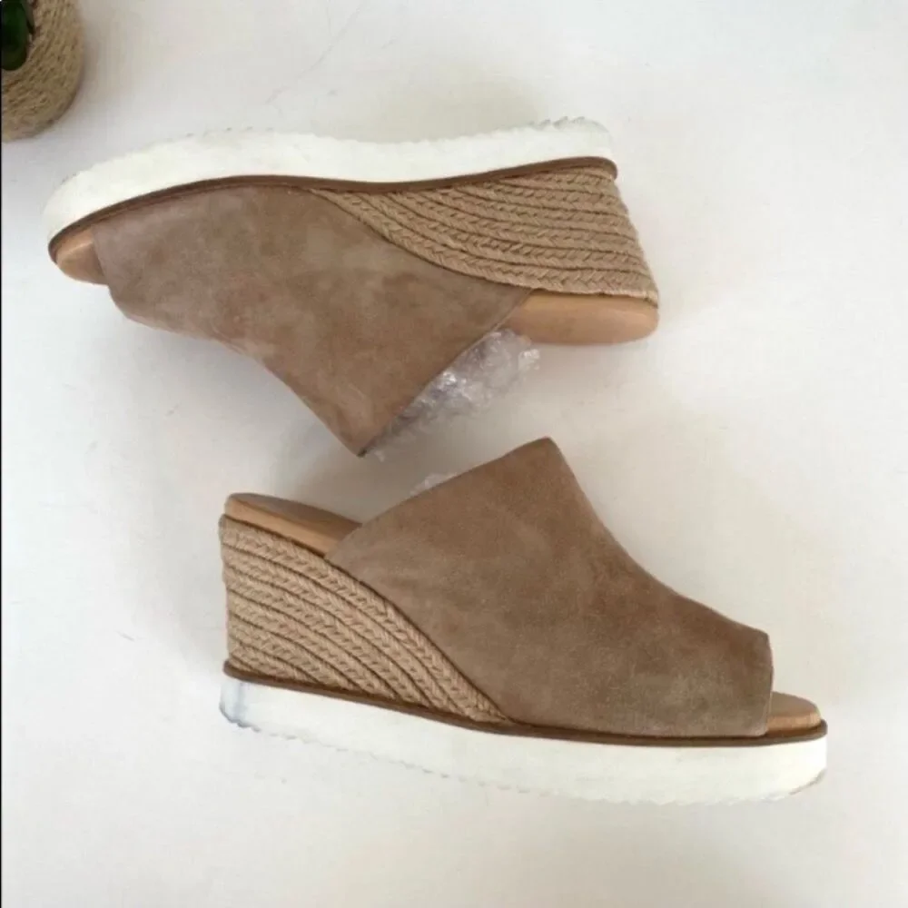 Frau Italian Made Tan Suede Espadrille Wedge Slide Sandals Women’s 10.5/11